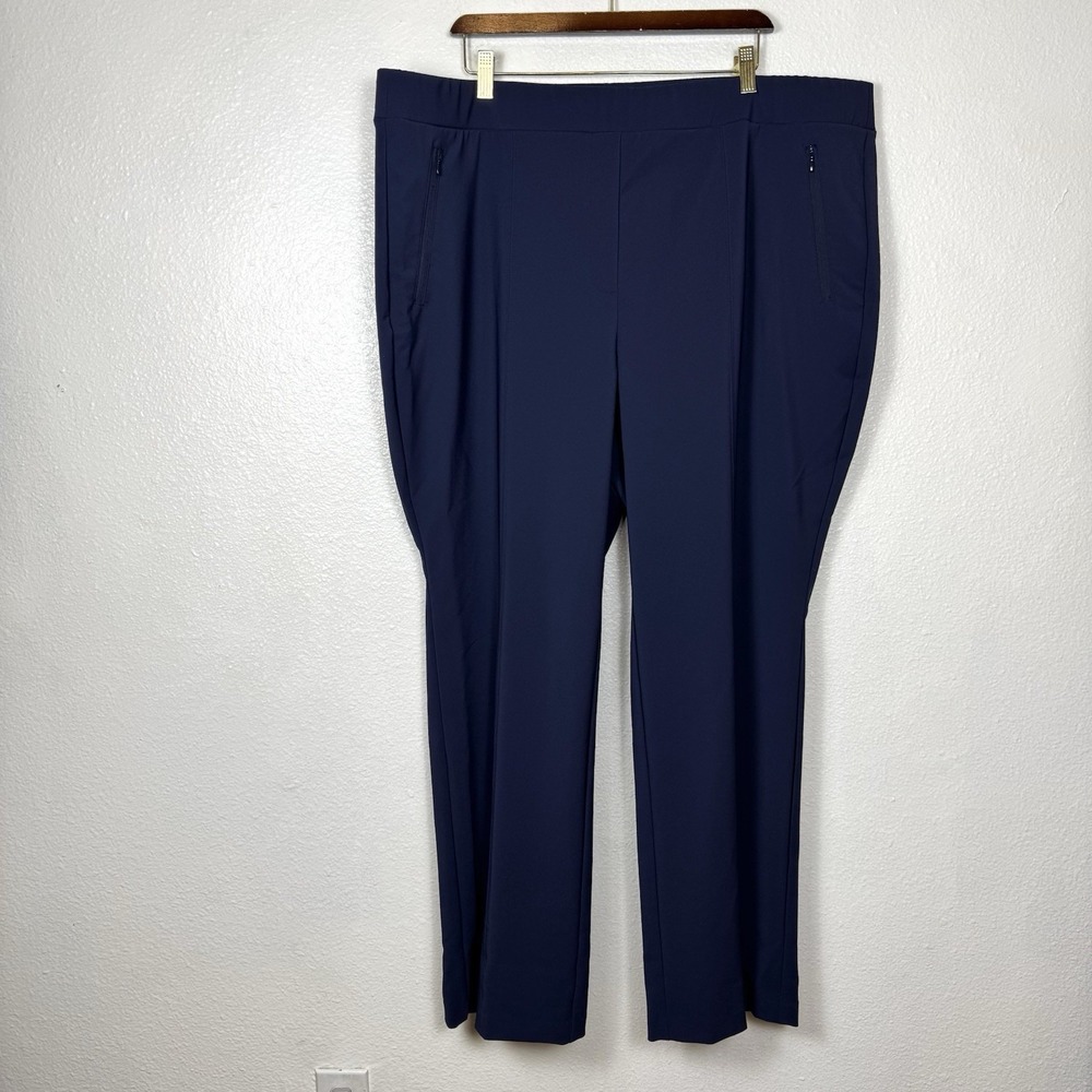 New Lane Bryant On The Go Straight Pants Women's 24 Navy Blue‎ Stretch Pull On